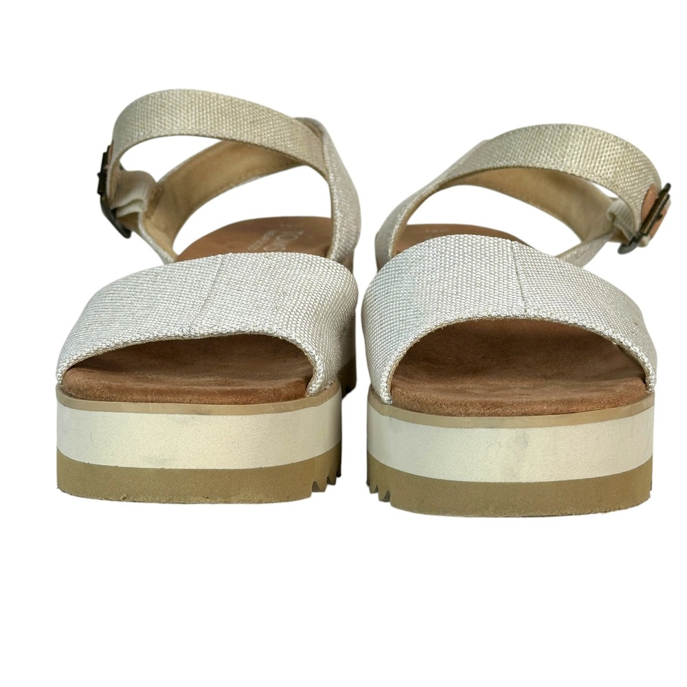 Toms Sandals Shoes Diana Espadrille Wedge Platform Sawtooth Sole Gold 9 Boho - Picture 3 of 12